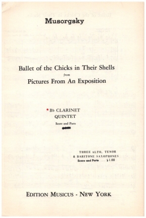 Ballet of the Chicks in their Shells for 5 clarinets score and parts