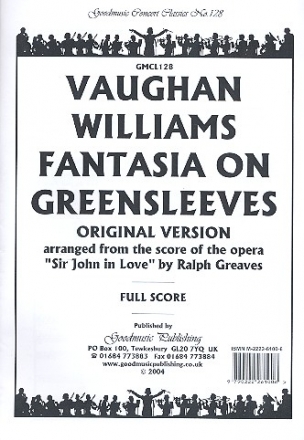 Fantasia on Greensleeves  for string orchestra, 2 flutes and harp full score