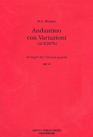 Andantino con Variazioni KV297b fr 4 Klarinetten Partitur und Stimmen