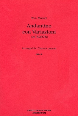 Andantino con Variazioni KV297b fr 4 Klarinetten Partitur und Stimmen