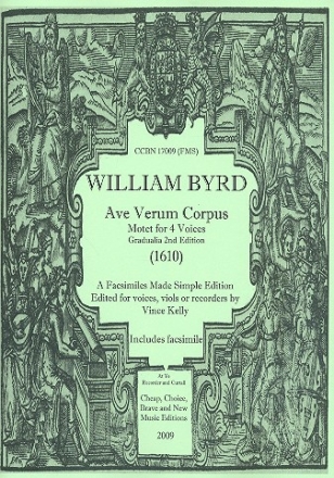 Ave verum corpus for 4 vioces (mixed chorus/viols/recorders) 4 scores