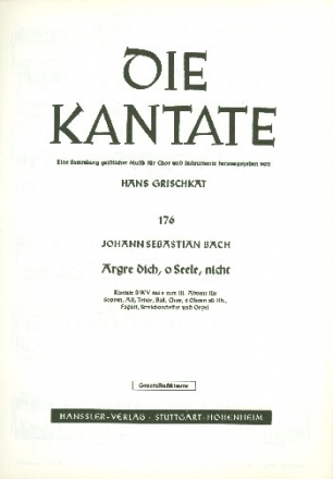 rgre dich, o Seele, nicht Kantate Nr.186 BWV186A Orgel