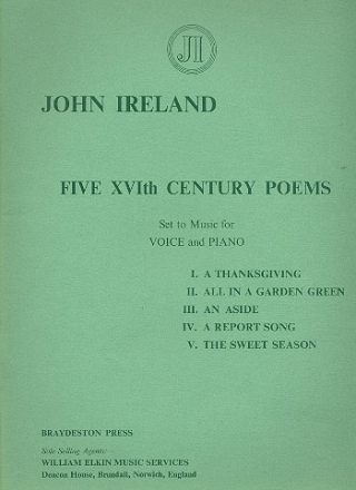 5 Sixteenth Century Poems for voice and piano score