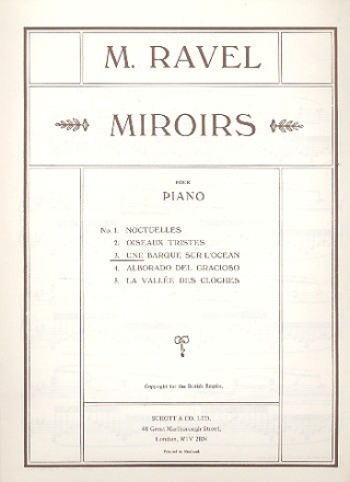 Miroirs No.3 Une Barque sur L'Ocean pour piano
