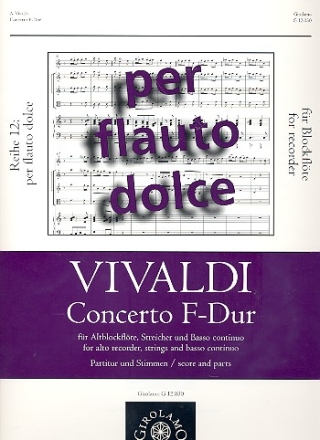 Konzert F-Dur RV442  fr Altblockflte, Streicher und Bc Partitur und Stimmen (Streicher 1-1-1-1)