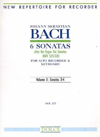6 Sonatas after the Organ Trio Sonatas BWV525-530 vol.2 (nos.3-4) for alto recorder and keyboard