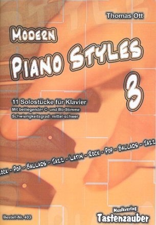 Modern Piano Styles Band 3 fr Klavier, C-Instrument und Bb-Instrument Partitur und Stimmen