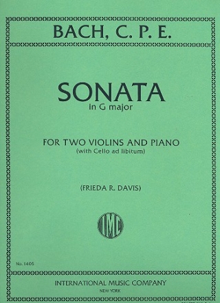 Sonate in G major for 2 violins and piano (cello ad lib) parts