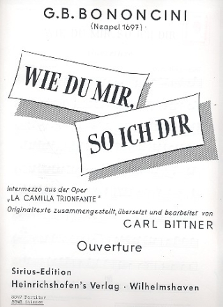 Wie du mir so ich dir aus La Camilla Trionfante: fr Streichquartett Stimmsatz