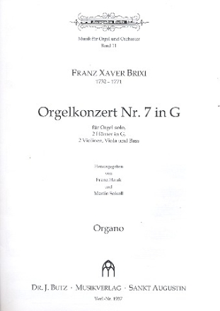 Konzert G-Dur Nr.7 fr Orgel und Orchester Orgelstimme