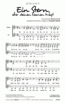 Ein Stern, der deinen Namen trgt fr Frauenchor a cappella Partitur