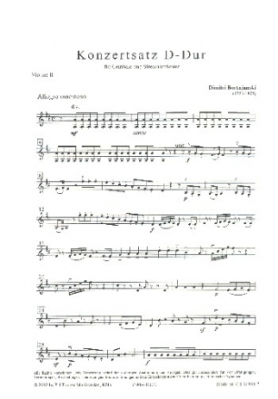 Konzertsatz D-Dur fr Cembalo und Streichorchester Violine 2
