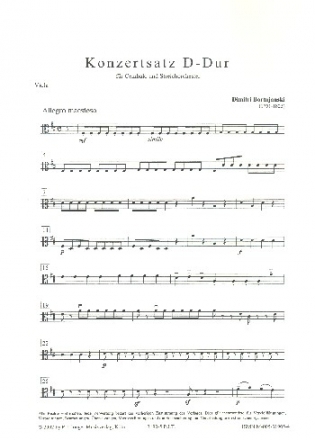 Konzertsatz D-Dur fr Cembalo und Streichorchester Viola