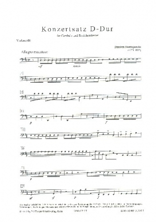 Konzertsatz D-Dur fr Cembalo und Streichorchester Violoncello