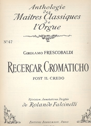 Recercar Chromaticho no.47 fr Orgel