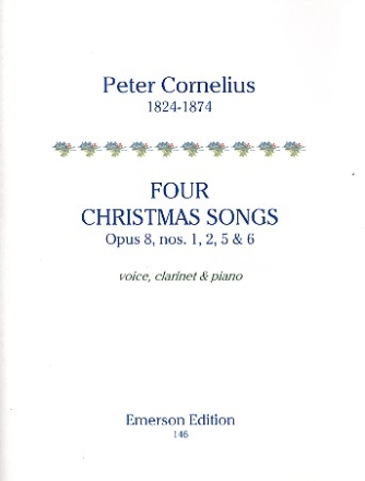 4 Christmas Songs op.8 nos.1,2,5,6 for voice, clarinet and piano (en/dt)