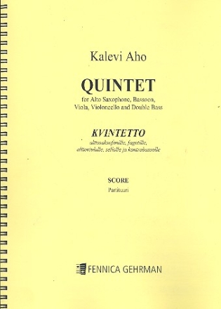 Quintet for alto saxophone, bassoon, viola, cello and double bass score