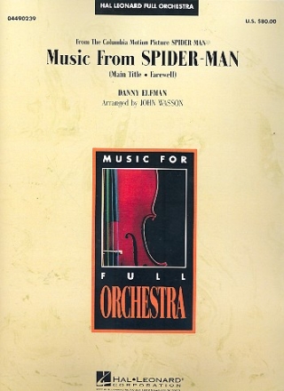 Music from Spider Man for orchestra score and parts