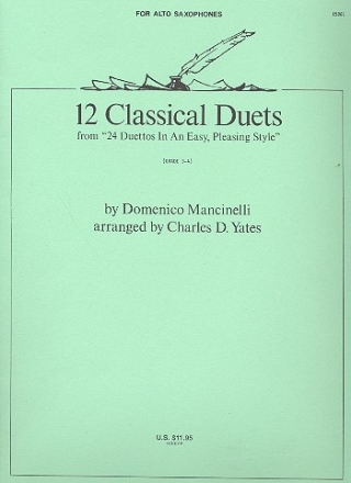 12 classical duets for 2 Alto saxophones score