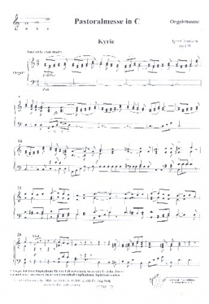 Pastoralmesse C-Dur op.110 fr gem Chor und Orgel, Streicher ad lib. Orgel