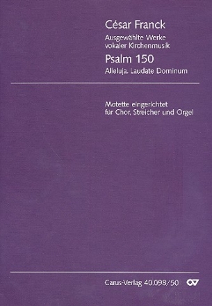 Psalm 150 fr gem Chor, Streicher und Orgel Partitur (dt/lat)