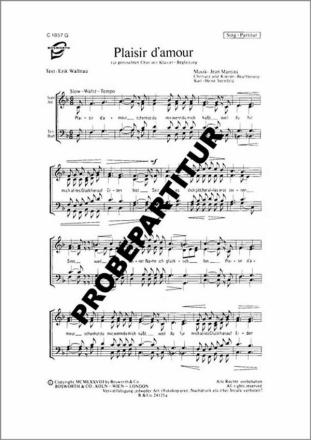 Plaisir d'amour f�r gem Chor und Klavier Partitur