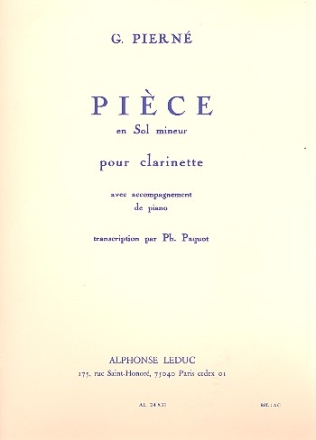 Pice en sol mineur pour clarinette et piano