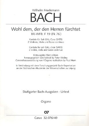 Wohl dem, der den Herren frchtet FK76 fr Soli, gem Chor, 2 Violinen, Viola und Bc Orgel