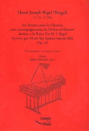 6 Sonates op.13 pour clavecin (violon a dlib)