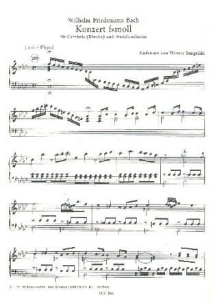 Kadenzen zum Konzert f-Moll fr Cembalo (Klavier) und Streichorchester von W.Fr. Bach fr Cembalo (Klavier)