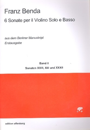 6 Sonaten aus dem Berliner Manuskript Band 2 fr Violine und Bc Partitur und Stimmen (Bc nicht ausgesetzt)