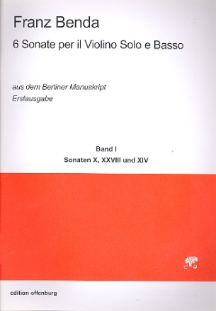 6 Sonaten aus dem Berliner Manuskript Band 1 für Violine und Bc Partitur und Stimmen (Bc nicht ausgesetzt)