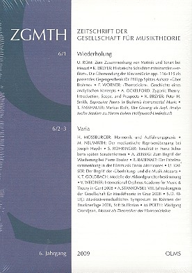 Zeitschrift der Gesellschaft fr Musiktheorie 6. Jahrgang 2009