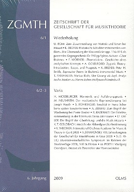 Zeitschrift der Gesellschaft fr Musiktheorie 6. Jahrgang 2009