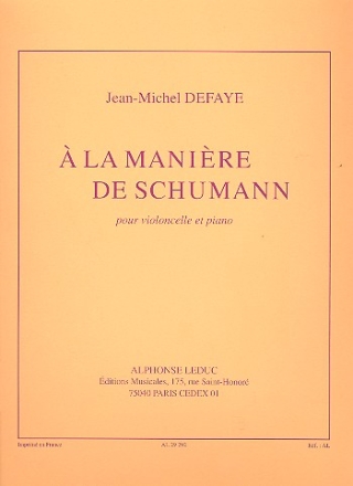  la manire de Schumann pour violoncelle et piano