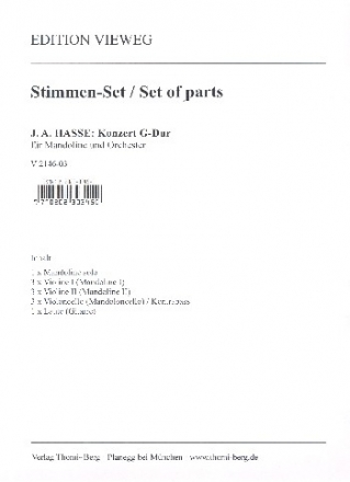 Konzert G-Dur fr Mandoline solo und Zupforchester (oder Streicher) Stimmensatz (solo-3-3-3-Laute/Gitarre)
