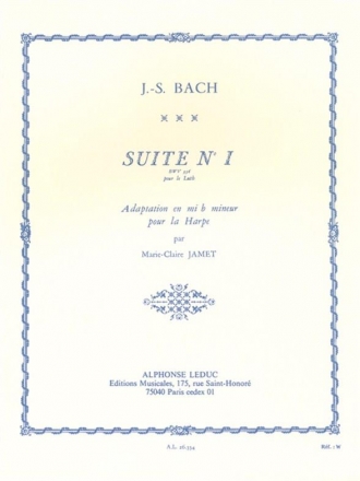 Suite no.1 BWV996 pour luth pour harpe