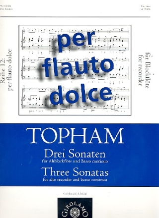 3 Sonaten fr Altblockflte und Bc Partitur und Stimmen