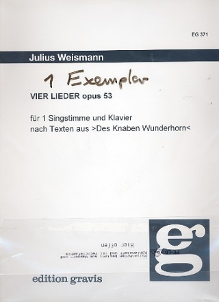 4 Lieder op.53 nach Texten aus Des Knaben Wunderhorn fr Singstimme und Klavier (2 Partituren)