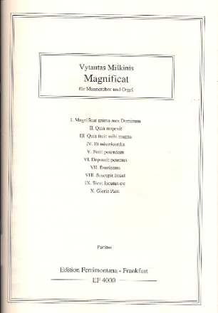 Magnificat fr Mnnerchor und Orgel Partitur