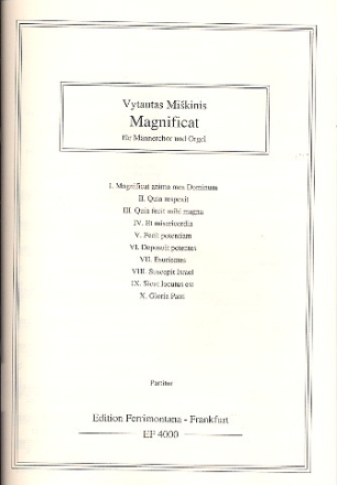 Magnificat fr Mnnerchor und Orgel Partitur