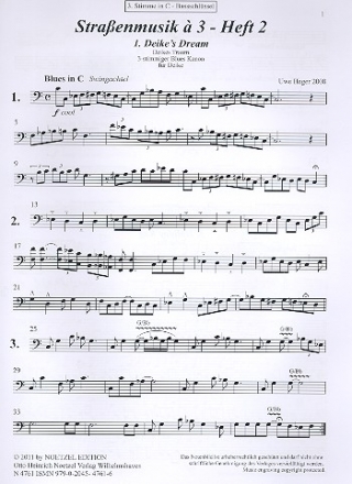 Straenmusik  3 Band 2 fr 3 Trompeten (Klarinetten) (Bass ad lib) 3. Stimme in C im Bassschlssel