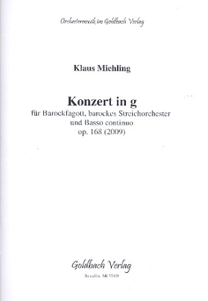 Konzert g-moll op.168 für Barockfagott, barockes Streichorchester und Bc Partitur