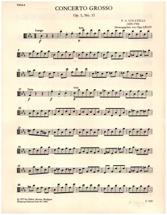 Concerto grosso c-Moll op.1,11 fr Streicher und Cembalo Viola