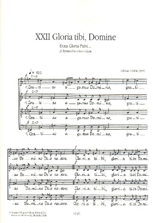 Gloria tibi Domine for mixed chorus a cappella score