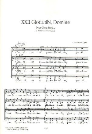 Gloria tibi Domine for mixed chorus a cappella score