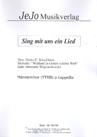 Sing mit uns ein Lied fr Mnnerchor a cappella Partitur