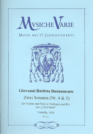2 Sonaten (Nr.4 und 5) fr Violine, Zink (2 Violinen) und Bc Partitur und Stimmen (Bc nicht ausgesetzt)