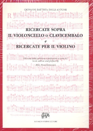 Ricercare sopra il violoncello o clavicembalo e  Ricercate per il violino facsimile