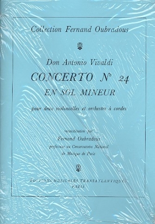 Konzert g-Moll Nr.24 fr 2 Violoncelli und Streichorchester fr 2 Violoncelli und Klavier Stimmen,  Archivkopie